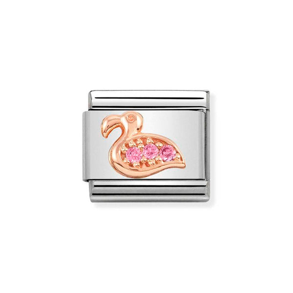 Nomination Classic Link Flamingo CZ Charm in Rose Gold