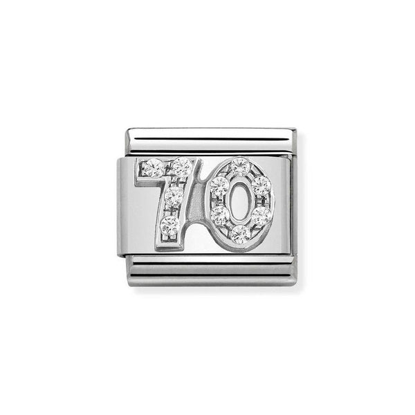 Nomination Classic Link Number 70 Charm in Silver with Cubic Zirconia