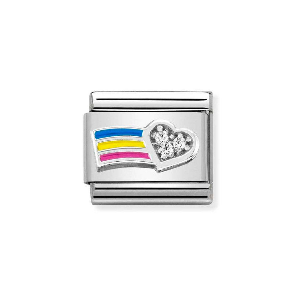 Nomination Classic Link Rainbow Heart CZ Charm in Silver