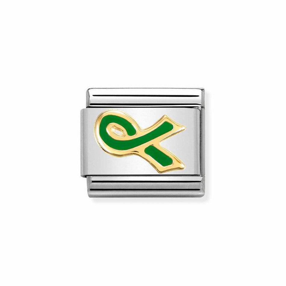 Nomination Classic Link Green Ribbon Mental Health Charm in Gold