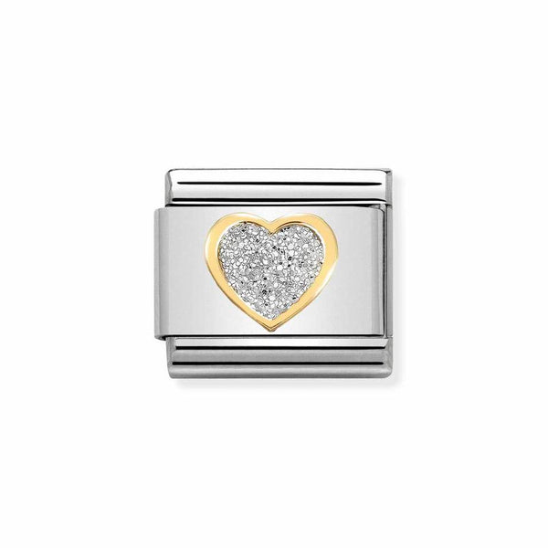Nomination Classic Link Glitter Heart Charm in Gold