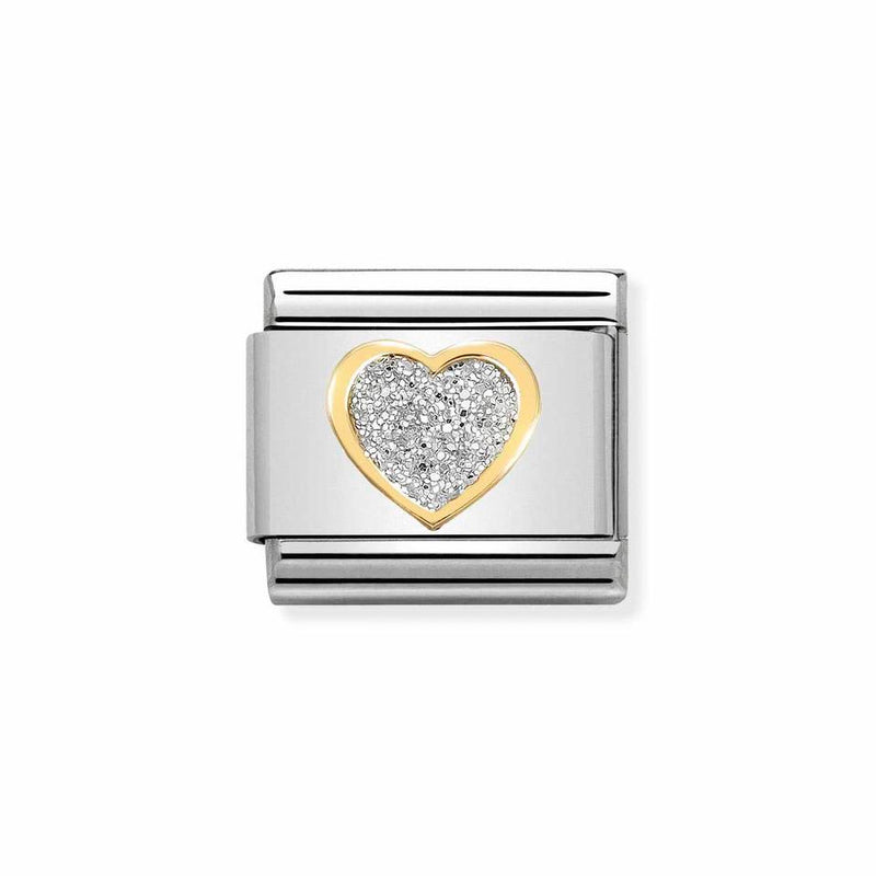 Nomination Classic Link Glitter Heart Charm in Gold
