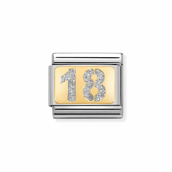 Nomination Classic Link Gold Glitter Number 18 Charm