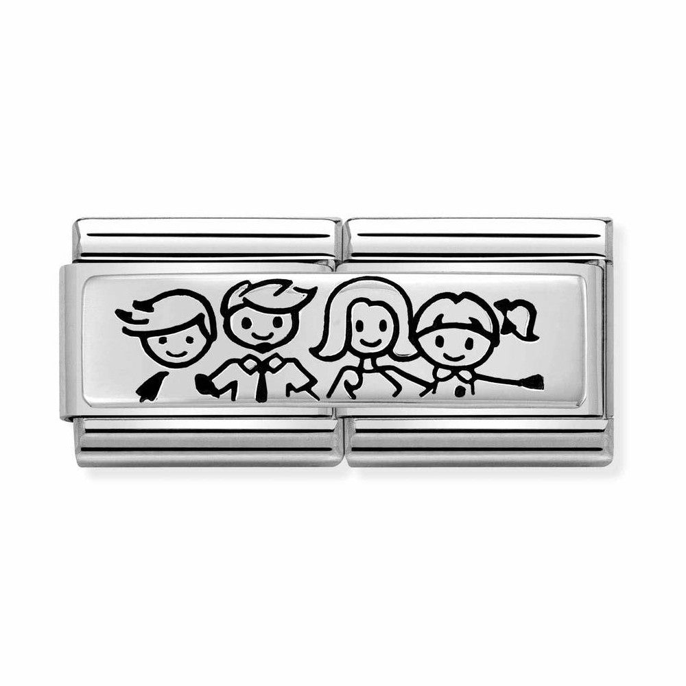 Nomination Double Link Family with Son & Daughter Charm in Silver