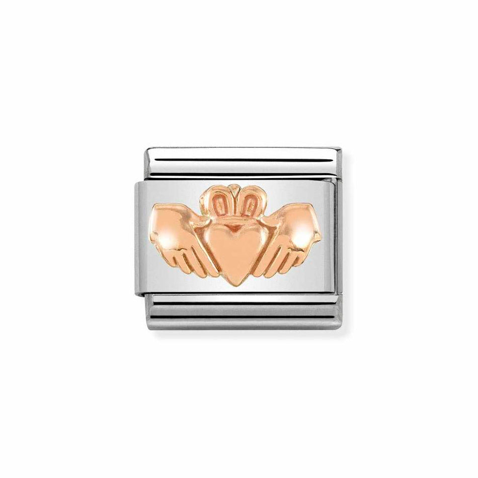 Nomination Classic Link Claddagh with Heart Charm in Rose Gold