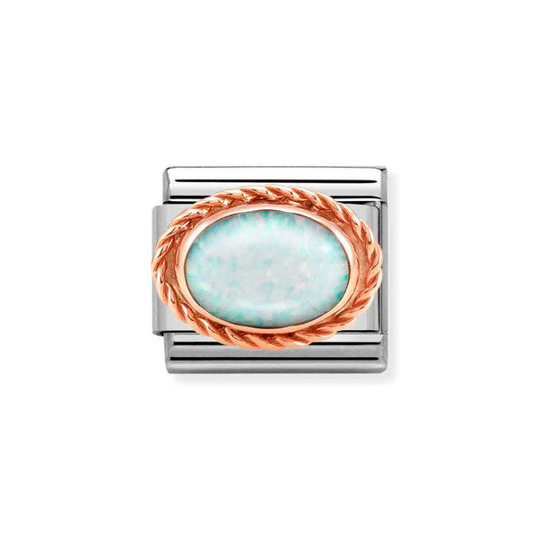 Nomination Classic Link Rope Edge Opal Charm in Rose Gold