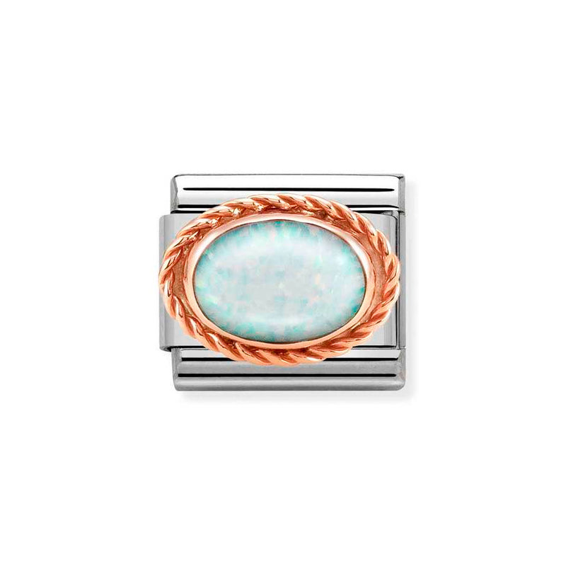 Nomination Classic Link Rope Edge Opal Charm in Rose Gold