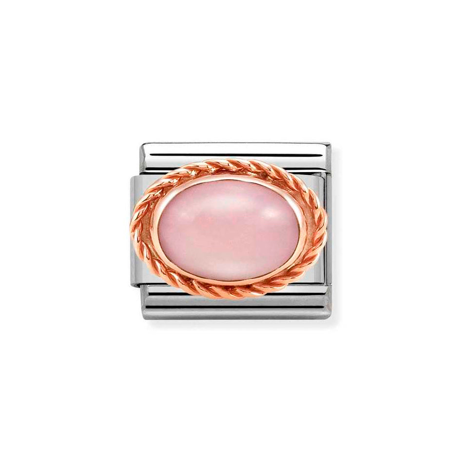 Nomination Classic Link Rich Set Pink Opaline Charm in Rose Gold