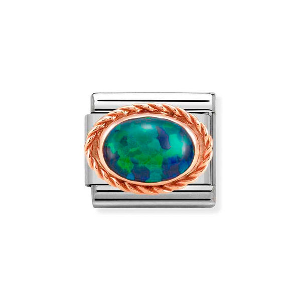 Nomination Classic Link Rich Set Green Opal Charm in Rose Gold