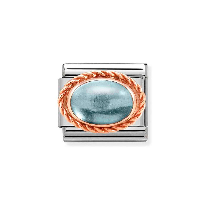 Nomination Classic Link Rich Set Blue Topaz Charm in Rose Gold