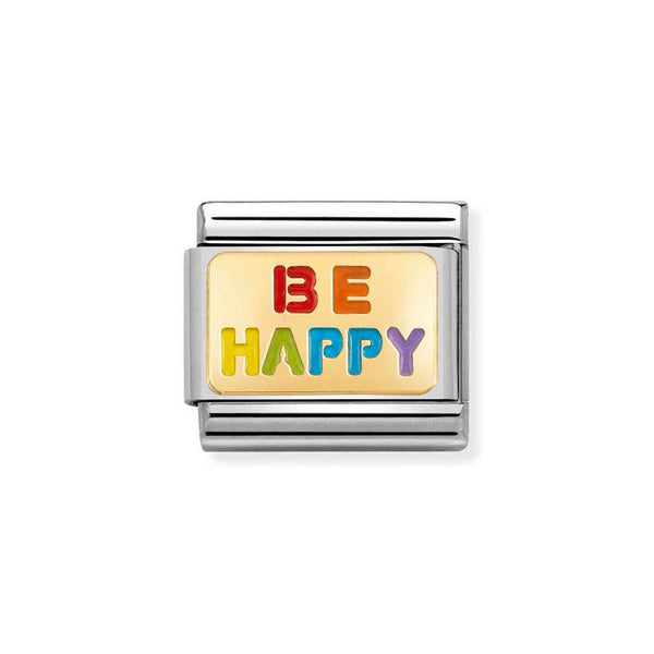 Nomination Classic Link Be Happy Rainbow Charm in Gold