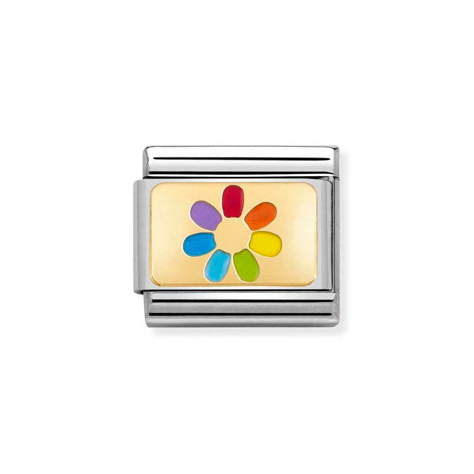 Nomination Classic Link Rainbow Flower Charm in Gold