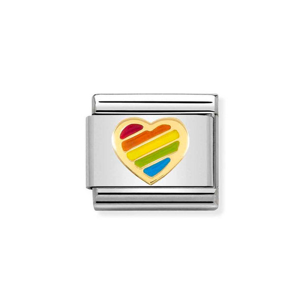Nomination Classic Link Rainbow Heart Charm in Gold