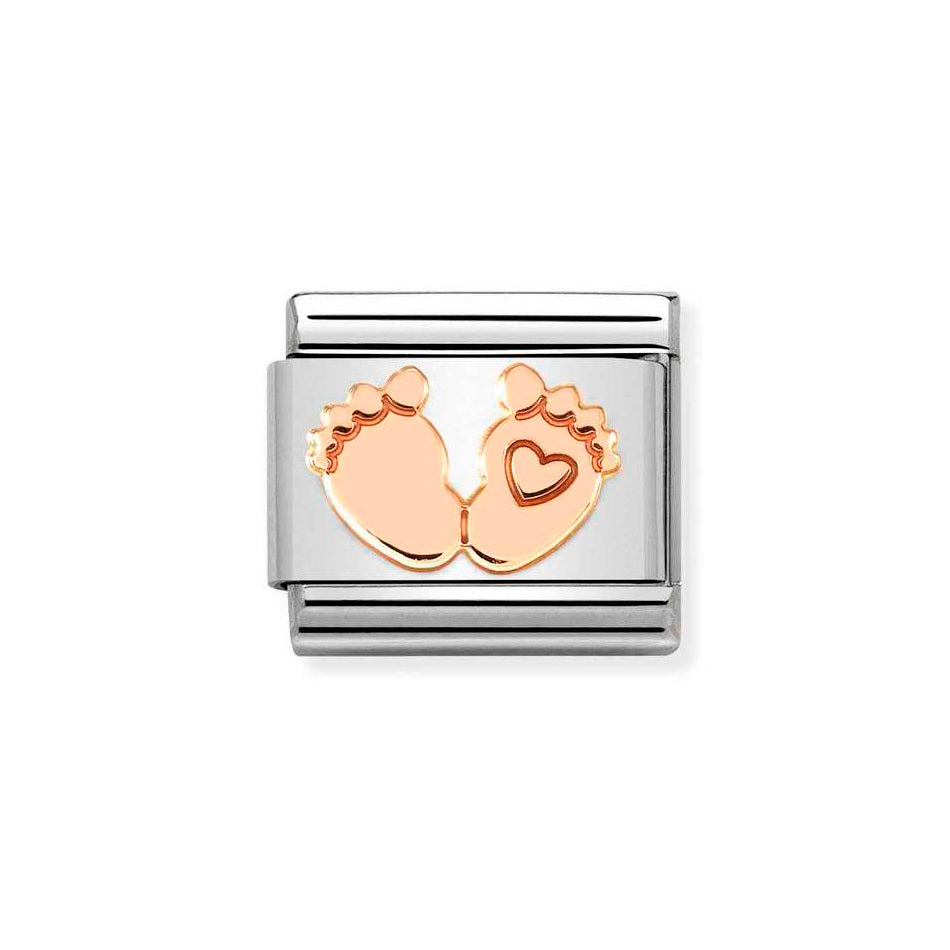Nomination Classic Link Baby Feet Charm in Rose Gold
