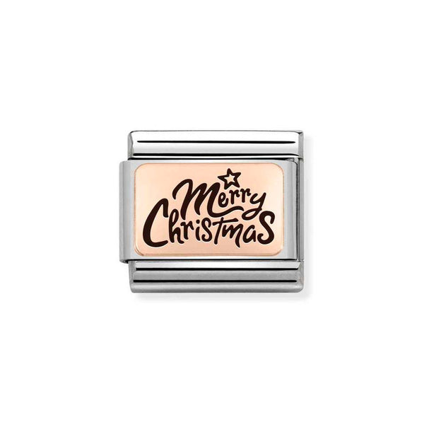 Nomination Classic Link Merry Christmas Charm in Rose Gold