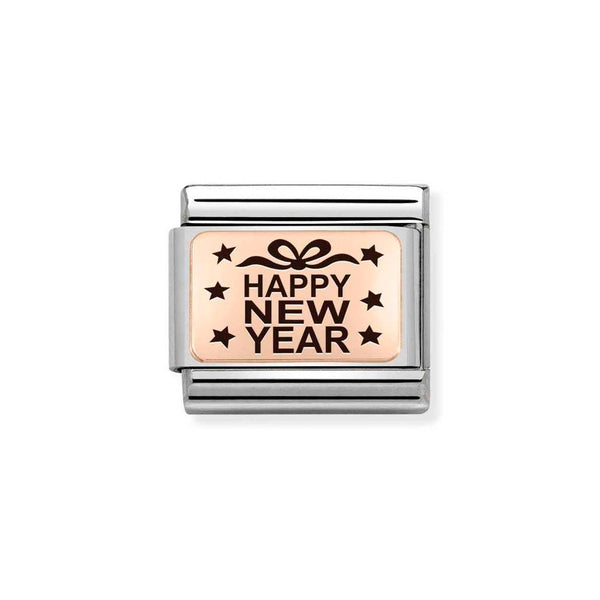 Nomination Classic Link Happy New Year Charm in Rose Gold