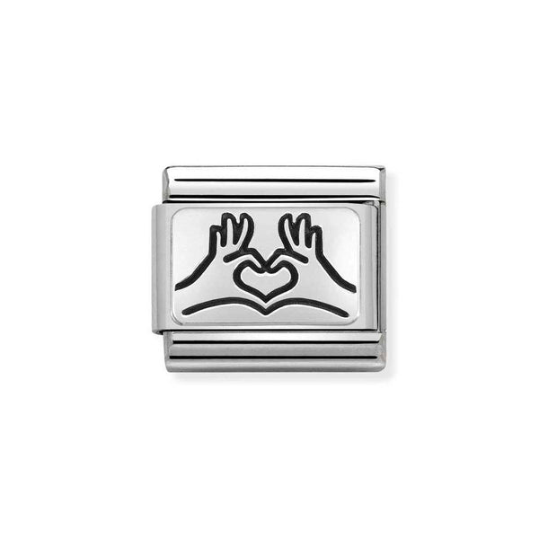 Nomination Classic Link Heart Hands Charm in Silver
