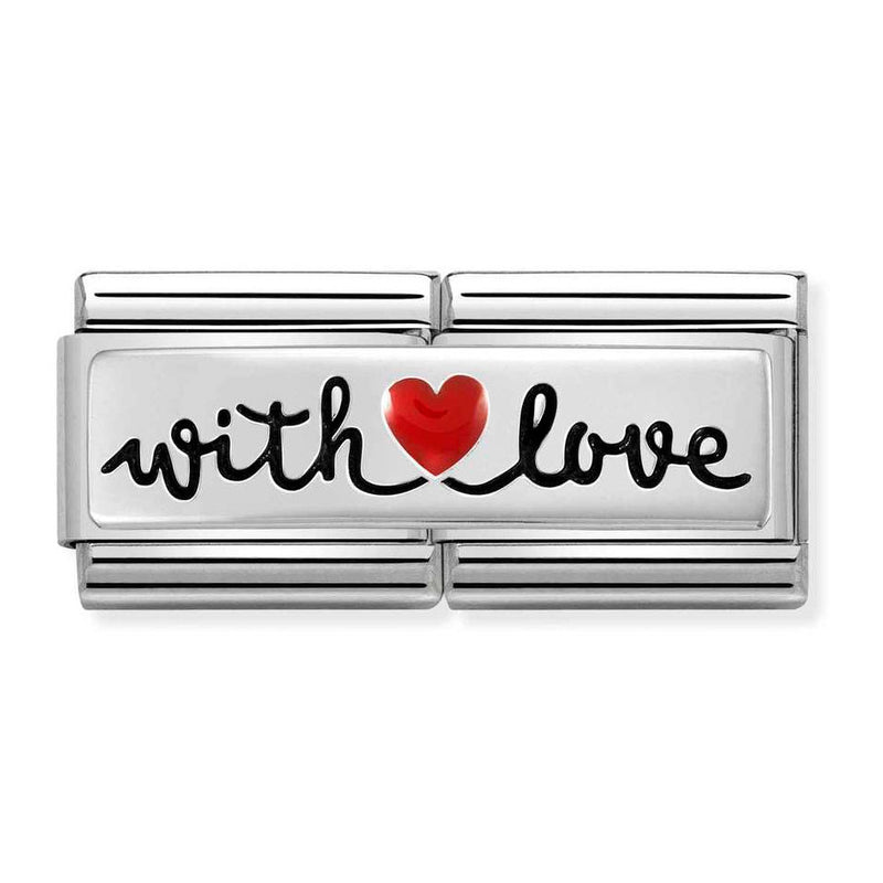 Nomination Double Link Red Heart With Love Charm in Silver