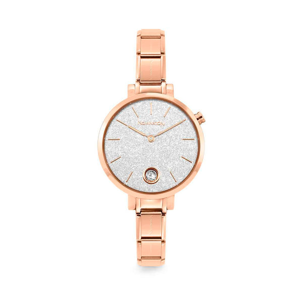 Nomination Paris Watch Silver Glitter with CZ in Rose Gold Steel
