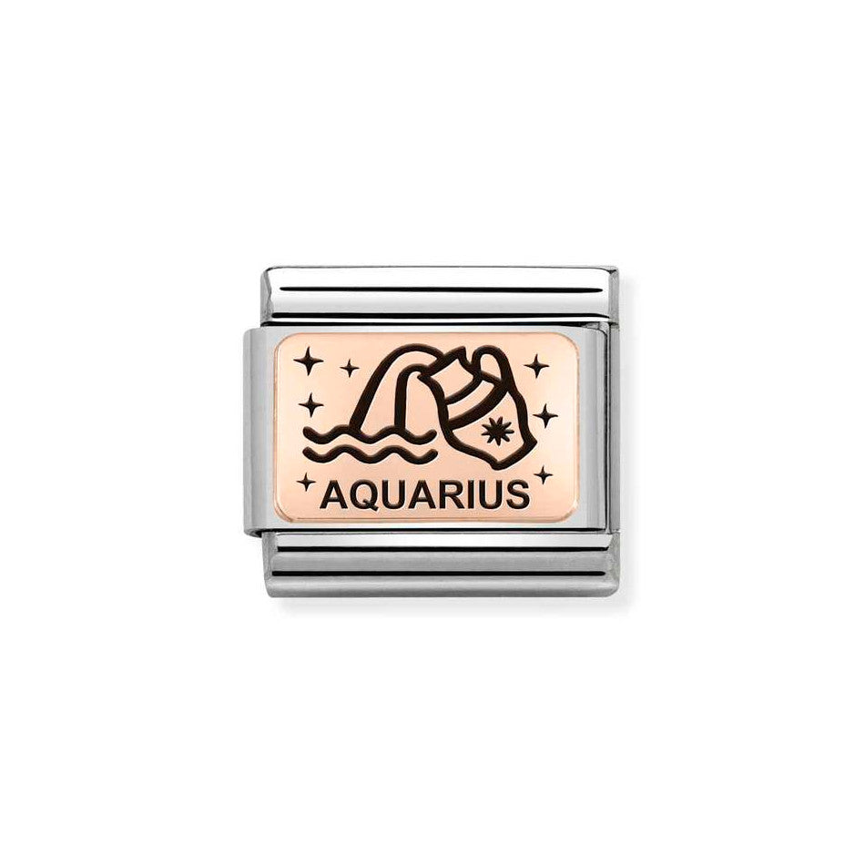 Nomination Classic Link Aquarius Charm in Rose Gold