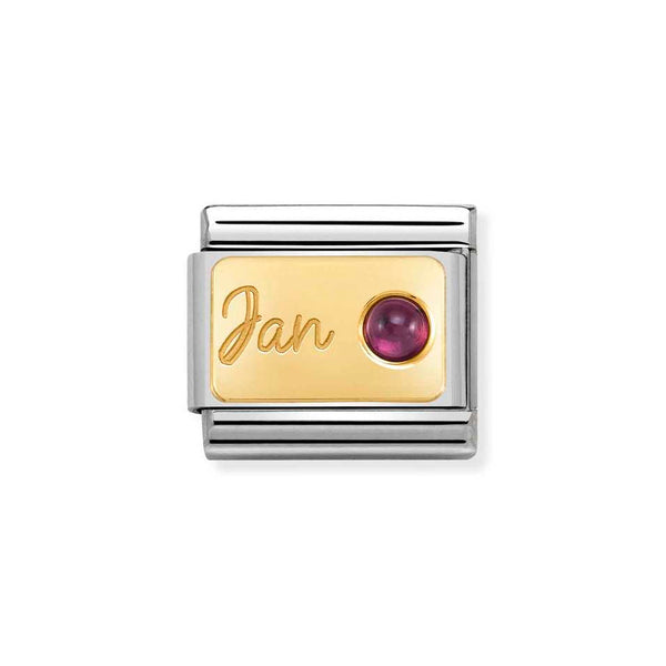 Nomination Classic Link January Garnet Charm in Yellow Gold