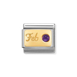 Copy of Nomination Classic Link February Amethyst Charm in Yellow Gold