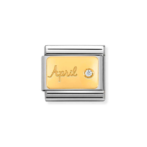 Nomination Classic Link April Diamond Charm in Yellow Gold