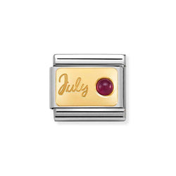Nomination Classic Link July Ruby Charm in Yellow Gold