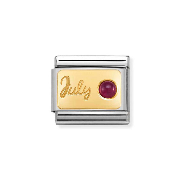 Nomination Classic Link July Ruby Charm in Yellow Gold