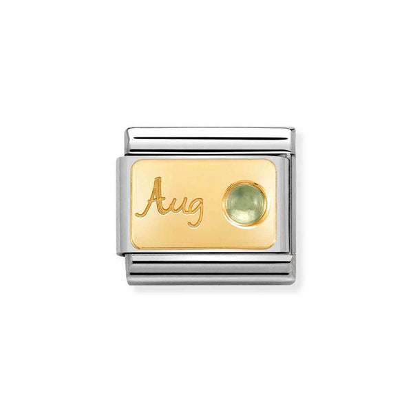 Nomination Classic Link August Peridot Charm in Yellow Gold
