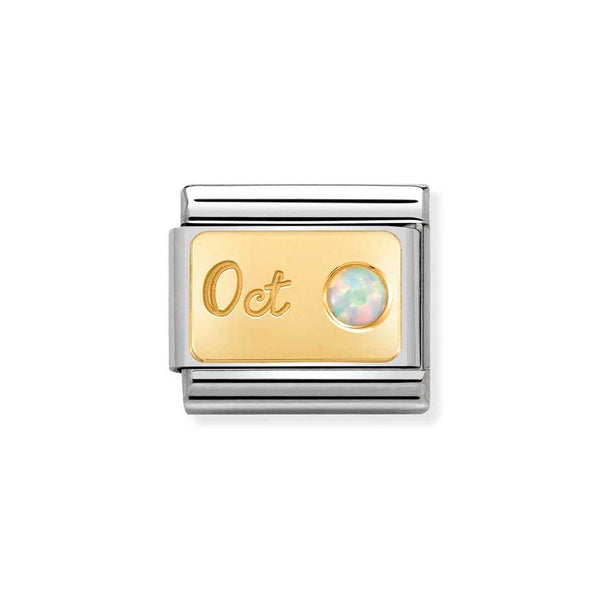 Nomination Classic Link October Opal Charm in Yellow Gold