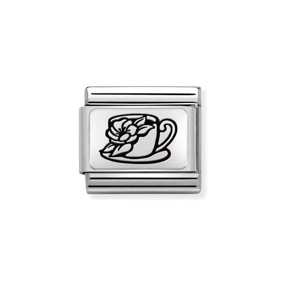 Nomination Classic Link Cup with Flowers Charm in Silver