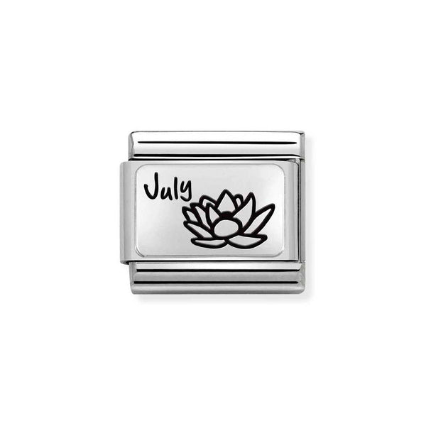 Nomination Classic Link July Waterlily Charm in Silver