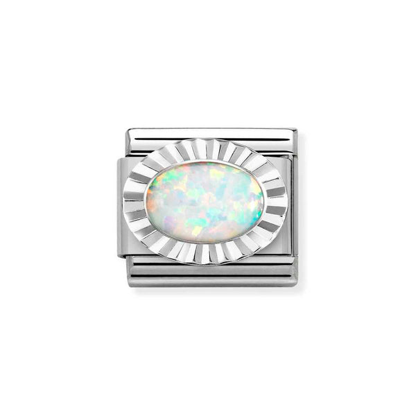 Nomination Classic Link Diamond Cut Opal Charm in Silver
