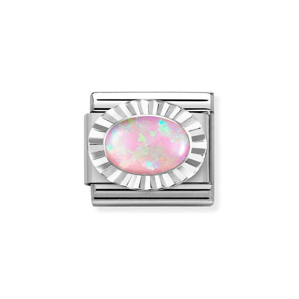 Nomination Classic Link Diamond Cut Pink Opal Charm in Silver