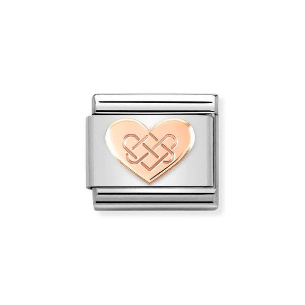 Nomination Classic Link Celtic Knot Heart Charm in Rose Gold