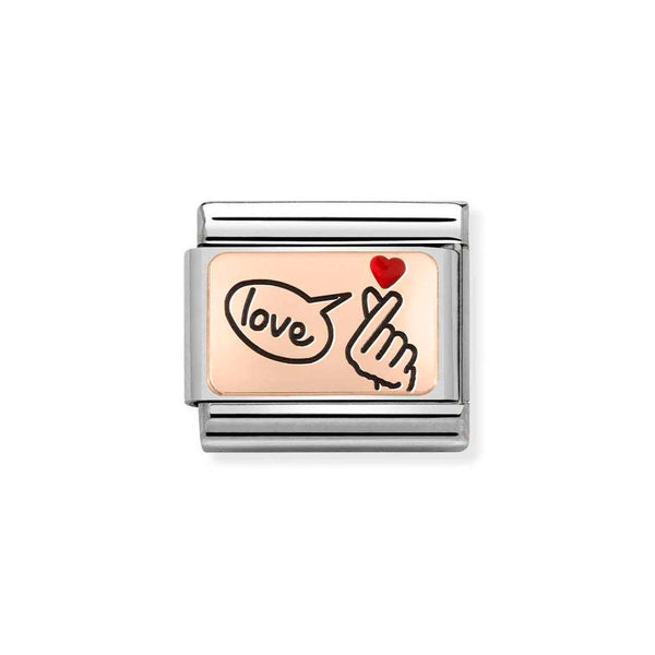 Nomination Classic Link Snap Fingers Love Charm in Rose Gold