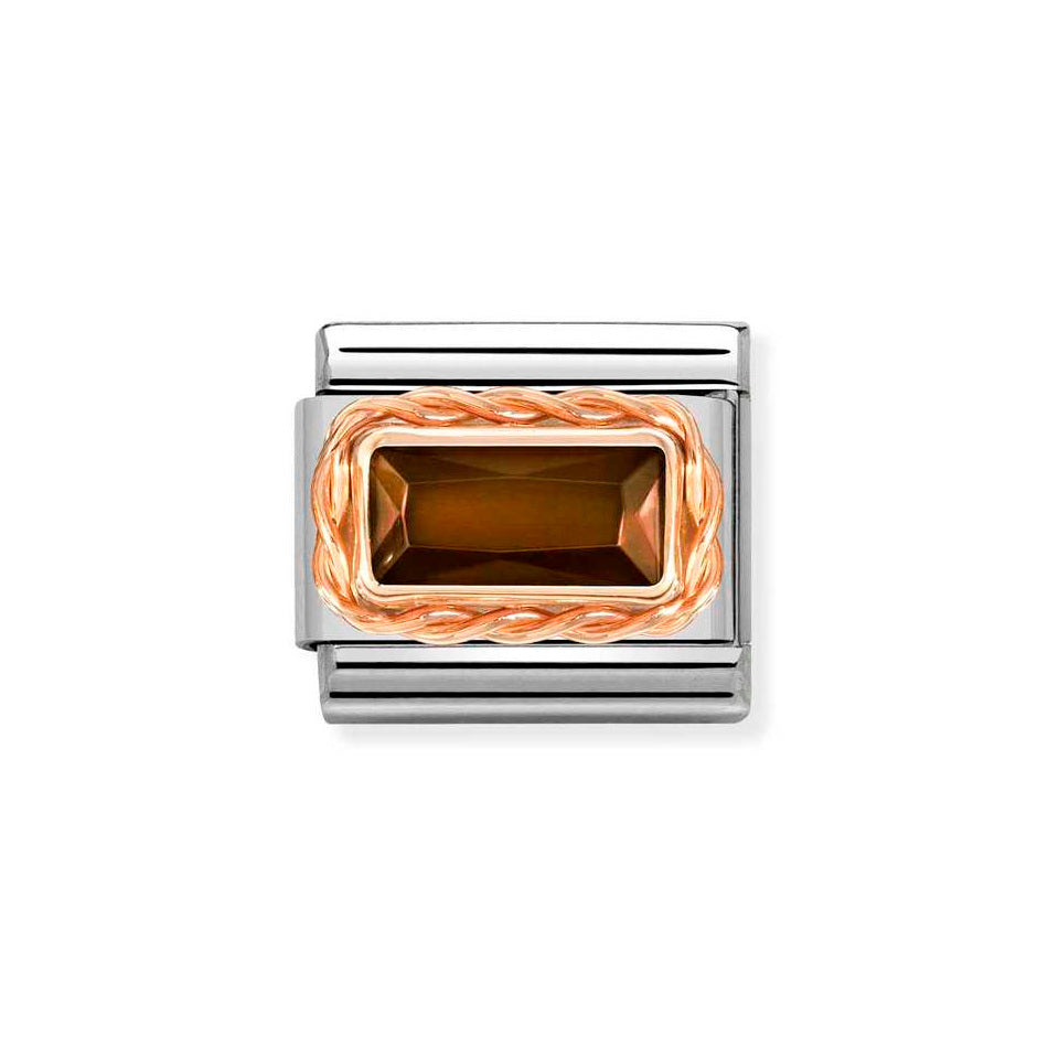 Nomination Classic Link Rich Set Fume Baguette CZ Charm in Rose Gold