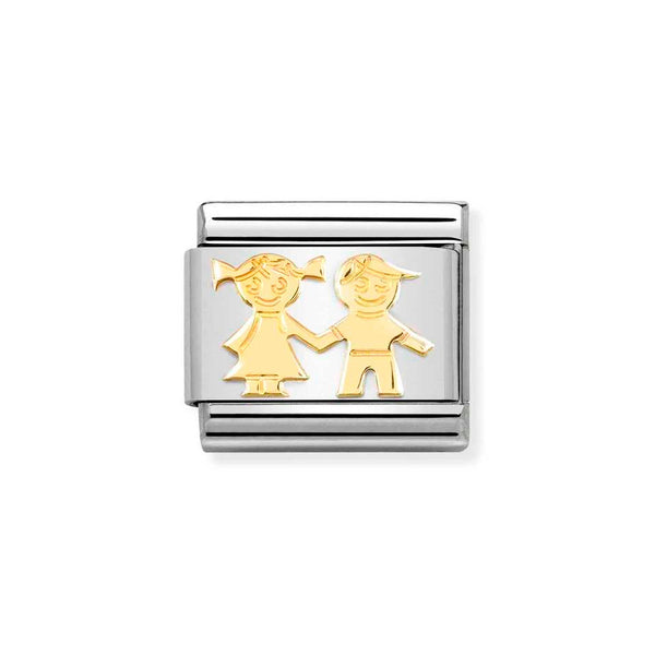 Nomination Classic Link Sister & Brother Charm in Gold