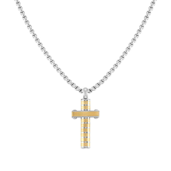 Nomination Strong Diamond Black & Yellow Gold Cross Pendant Necklace