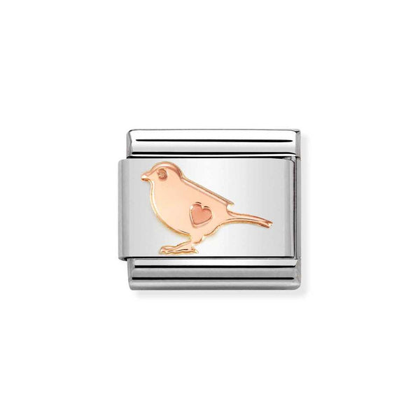 Nomination Classic Link Bird Charm in Rose Gold