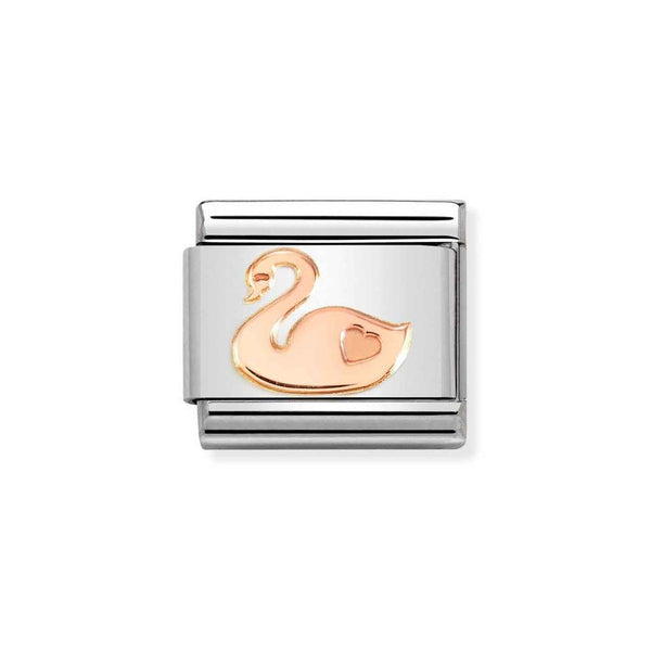 Nomination Classic Link Swan Charm in Rose Gold