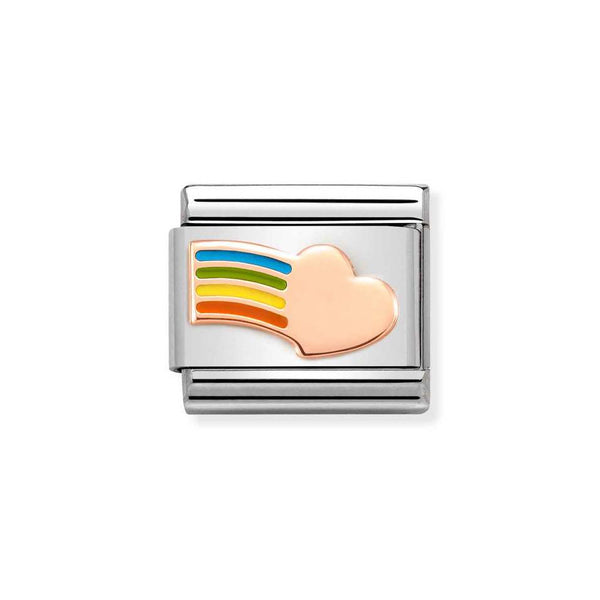 Nomination Classic Link Rainbow with Heart Charm in Rose Gold