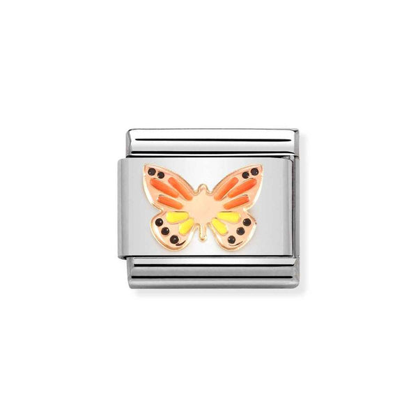 Nomination Classic Link Colourful Butterfly Charm in Rose Gold