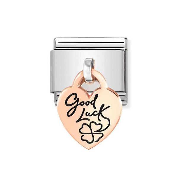 Nomination Classic Link Pendant Heart Good Luck Charm in Rose Gold