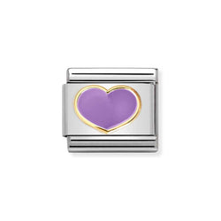 Nomination Classic Link Lilac Enamel Heart Charm in Gold