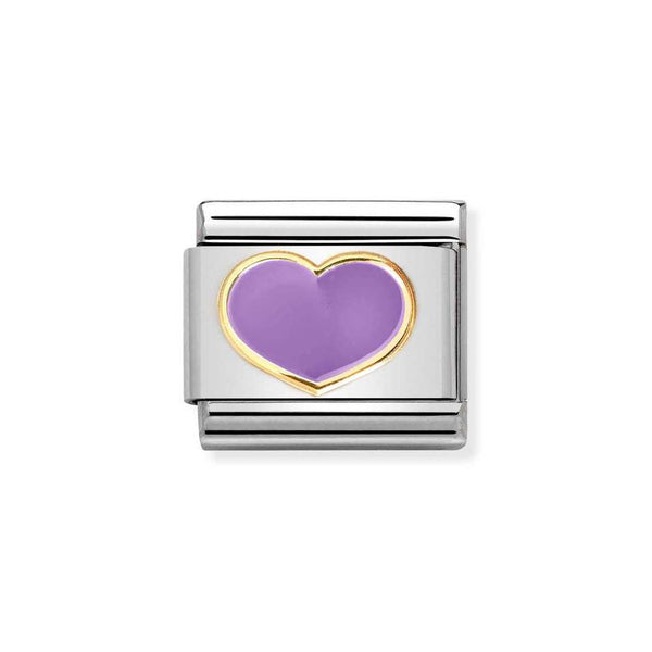 Nomination Classic Link Lilac Enamel Heart Charm in Gold