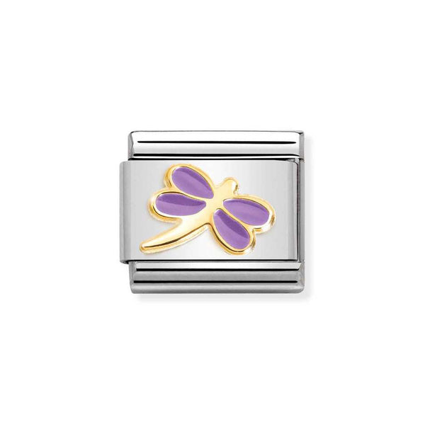 Nomination Classic Link Lilac Dragonfly Charm in Gold