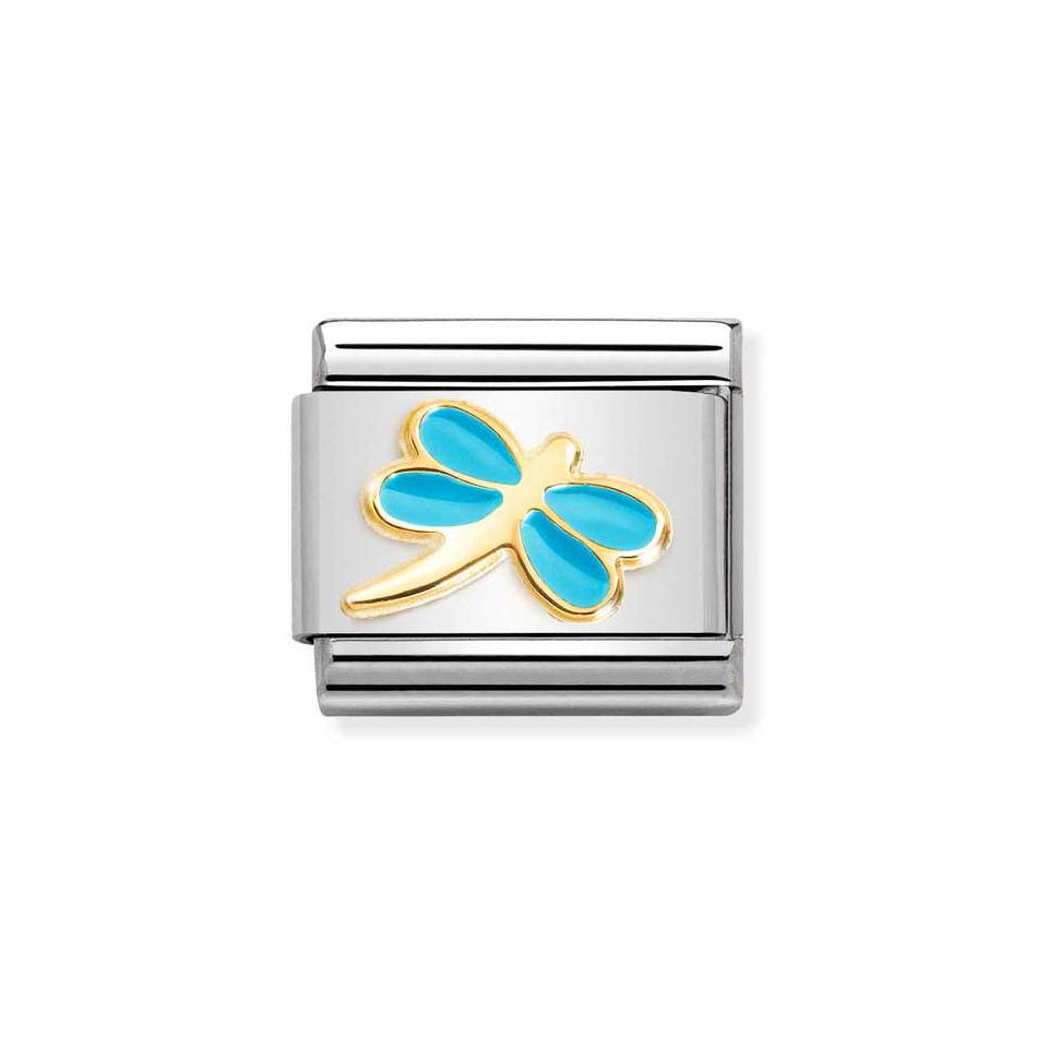 Nomination Classic Link Blue Dragonfly Charm in Gold