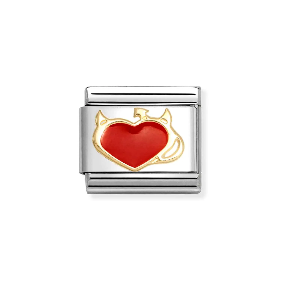 Nomination Classic Link Devil Heart Charm in Gold